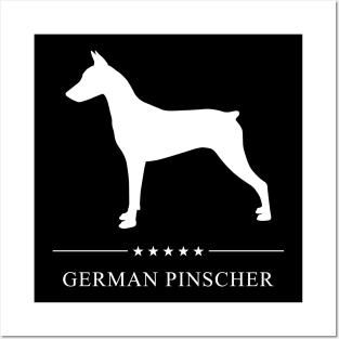 German Pinscher Dog White Silhouette Posters and Art